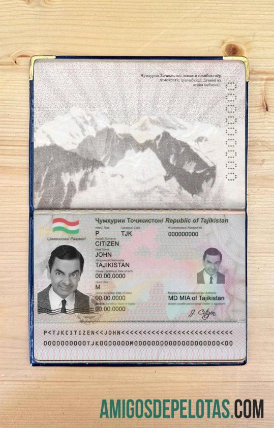 Foto do passaporte do Tadjiquistão exemplo